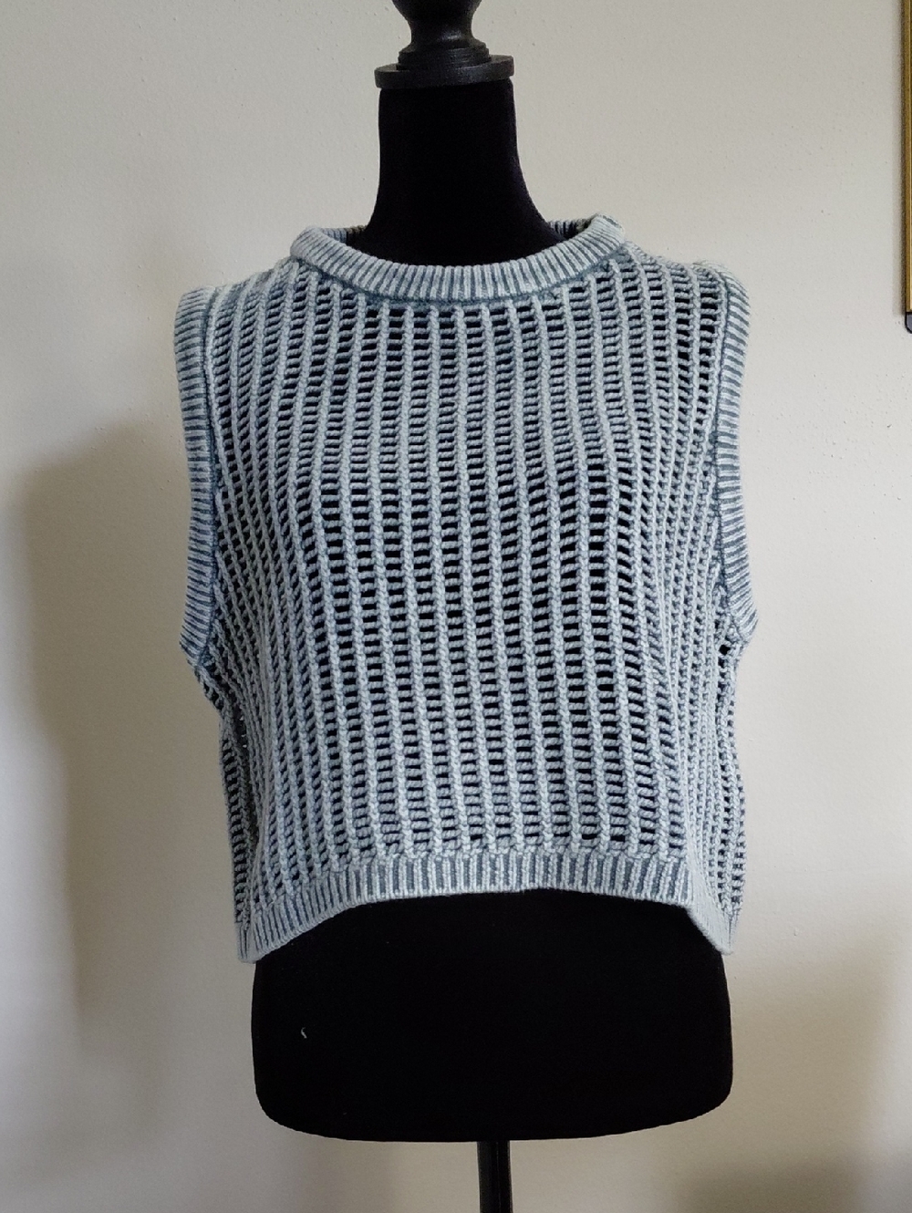 Zenana Outfitters Teal Open-Weave Sweater Vest